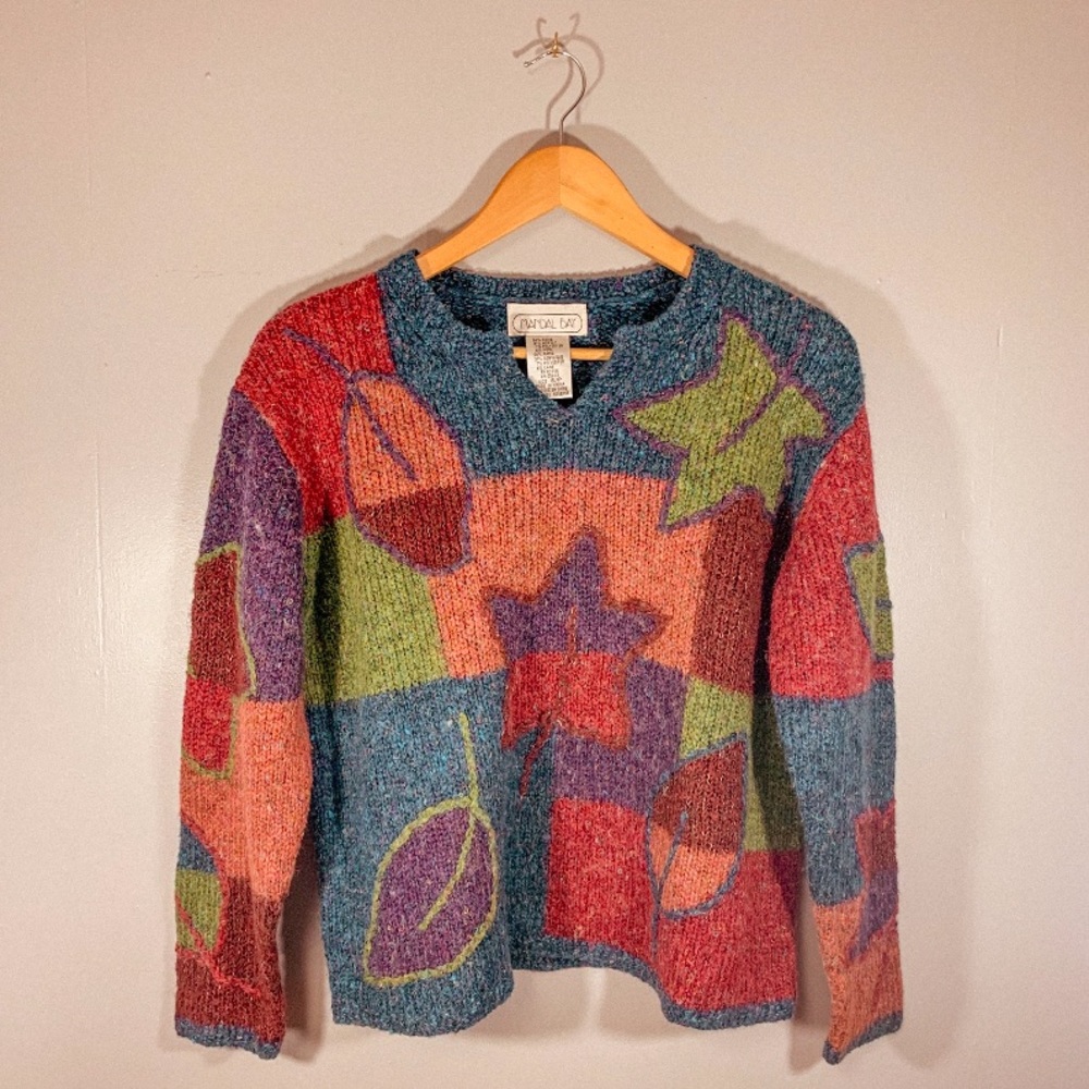 Vintage 90s Funky Fall Leaves Sweater